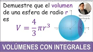 Demostración de la fórmula del volumen para esfera usando integrales. Ejemplo 2