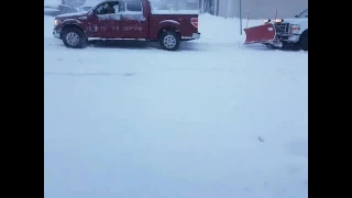 Pulling out a stuck  F250 with snow plow