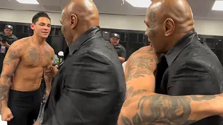 Mike Tyson HUGS Ryan Garcia MOMENTS BEFORE Devin Haney fight & GIVES LAST-MINUTE ADVUCE