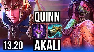 QUINN vs AKALI (MID) | 8 solo kills, Rank 9 Quinn | EUW Grandmaster | 13.20