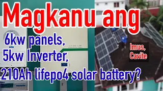 Magkano ang total cost ng materials & labor para sa 6kw panels,5kw Inverter,210Ah battery| Sola Renz