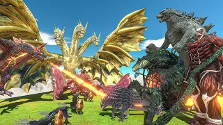 Dark War - Lava Dragon Team + Rodan x King Ghidorah VS Godzilla x Kong + Biollante + Dinosaur Team