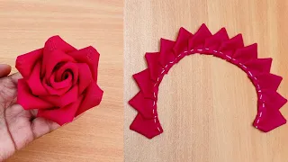 DIY: How to make an adorable fabric rose flower ~ in just 4 minutes! | Kapde ke Phool Banana