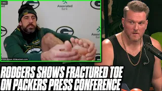 Aaron Rodgers Shows Foot During Interview To Prove He Has Toe Fracture | Pat McAfee Reacts