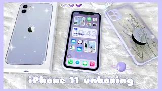 2021 Unboxing Purple iPhone 11 📦🍎 | Setup + Accessories 🌻💜