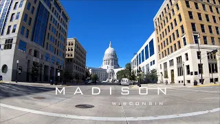 Driving Downtown Madison Wisconsin - 4K City Street View Tour