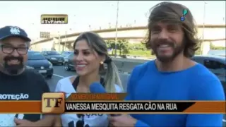 MATÉRIA TV FAMA 04/08/2016 VANESSA MESQUITA RESGATANDO ANIMAIS NA RUA DE SP