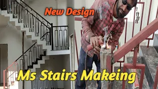 MS Stairs Making//metal stair railing installation