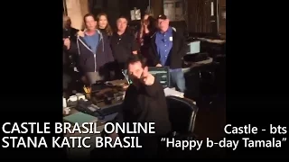Stana Katic & Castle crew singing "happy birthday" to Tamala Jones