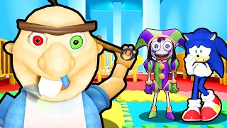 SONIC AND EVIL AMAZING DIGITAL CIRCUS POMNI VS ESCAPE BABY BOBBY DAYCARE IN ROBLOX