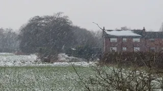 Snow falling on Irlam, UK: 2nd January 2021