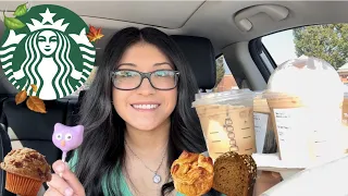TRYING STARBUCKS NEW 2023 FALL DRINKS AND TREATS!! 🥐☕️🍂