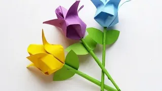 paper tulip flowers origami || easy paper tulip origami flower step by step || origami tulips