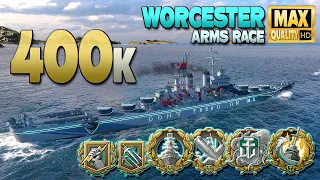 Cruiser Worcester: Big +400k on map Sleeping Giant - World of Warships