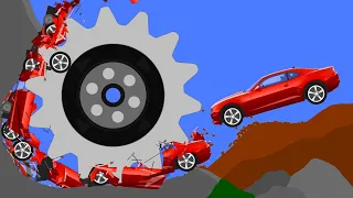 Car vs Big Gear Extreme Car Crashes - Phun Algodoo Moments