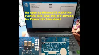 How To Fix No Power in Hp x360 14-DH1025TX PART No- FAROE_DIS_X32_MB_MV-18742-1 #Repair 19v