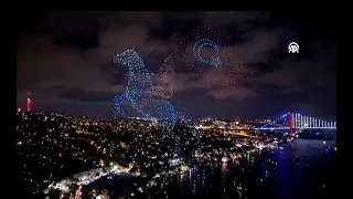 President Erdogan attends the 100th Anniversary Celebrations - Drone light show