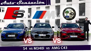 Comparativa BMW M340i vs Mercedes AMG C43 vs Audi S4 . Duelo de sedanes deportivos Alemanes.