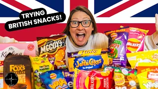 AMERICAN TRIES BRITISH SNACKS (TRYING 21 TOP UK SNACKS!)