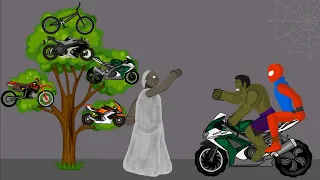 Granny vs Spider Man, Hulk Motorbike Funny Cartoon Animations - Drawing Cartoons 2