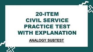 ANALOGY SUBTEST | CIVIL SERVICE PRACTICE TEST with Answers and Explanation | InspireHub