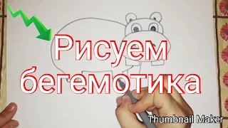 Как нарисовать бегемотика ПОЭТАПНО /How to draw a Hippo in STAGES