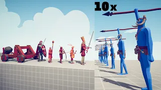 10x SPEAR THROWER Vs MEDIEVAL Team - Totally Accurate Battle Simulator | TABS