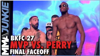 Michael Page And Mike Perry Intense Final Faceoff At BKFC 27 Weigh-Ins