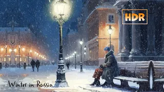 🇷🇺 EVENING WINTER MOSCOW ❄️ Eng Sub | Snow walk in the center of the capital - ⁴ᴷ [HDR]