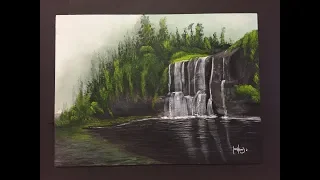 #187. How to paint a waterfall (Acrylic)