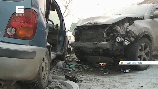 В Красноярске водитель легковушки попал в больницу после ДТП на Семафорной