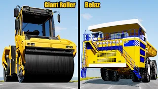 Belaz vs Giant Road Roller - Who is better? - Beamng drive