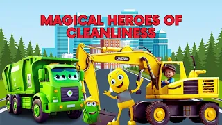 Magical Heroes of Cleanliness: Garbage Truck and Excavator Keep Our Town Sparkling｜kids learning