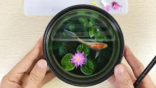 3D Goldfish Painting On Resin Layers