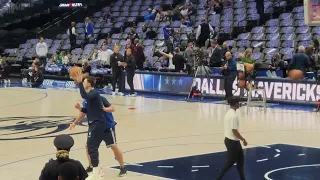 Luka Doncic pregame shootaround 1/22/23 vs LA Clippers halfcourt shot