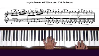 Haydn Keyboard Sonata in E Minor Hob XVI: 34 Piano Tutorial Part 1