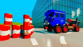 Lego Explosive Barrels against Cars | Brick Rigs