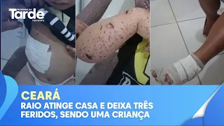 Raio atinge casa e deixa três feridos, sendo uma criança