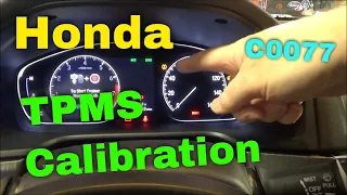 Honda TPMS Calibration for Indirect TPMS Systems - Trouble Code C0077