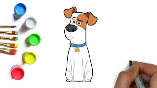 Собака Макс из Тайная жизнь домашних животных, как нарисовать собаку, How to draw a dog