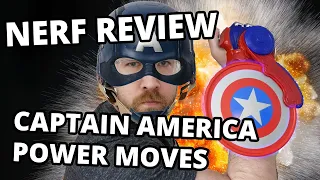 Captain America Nerf Power Moves REVIEW. Fling a Nerf Foam Shield!