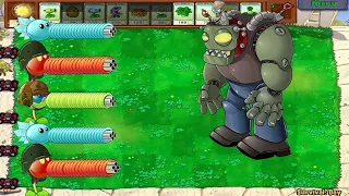 Plants vs Zombies - Peashooter Repeater, Gatling Pea, Snow Pea vs Gargantuar Zombies