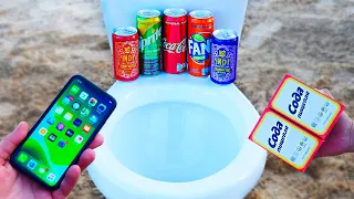 Coca Cola, Fanta, Sprite, Indi & Co and Baking Soda vs iPhone 11 in the Toilet