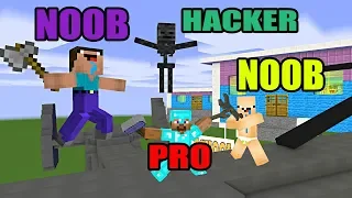 Monster School : TWO NOOB VS PRO VS HACKER  CHALLENGE- Minecraft Animation