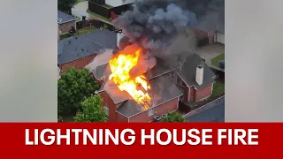 Frisco home catches fire after lightning strike, officials say