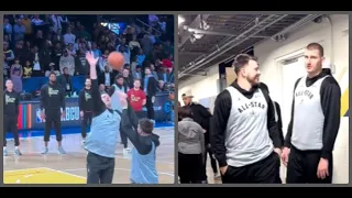 Nikola Jokić and Luka Dončić shooting around playing the game knockout after NBA All Star practice!!