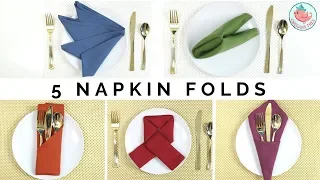 5 EASY Napkin Folding Tutorials - Folding Napkins Techniques (Cloth Napkins)