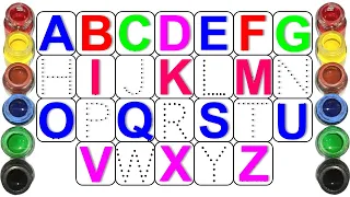 A to Z alphabet for kids, collection for writing along dotted lines for toddlers, A to Z alphabet