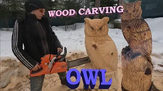 Вырезаю  филина бензопилой # Super OWL chainsawcarvig #diy