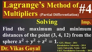 Lagrange Method of Multipliers #4 in Hindi (Imp.) | Maxima and Minima | Partial Differentiation
